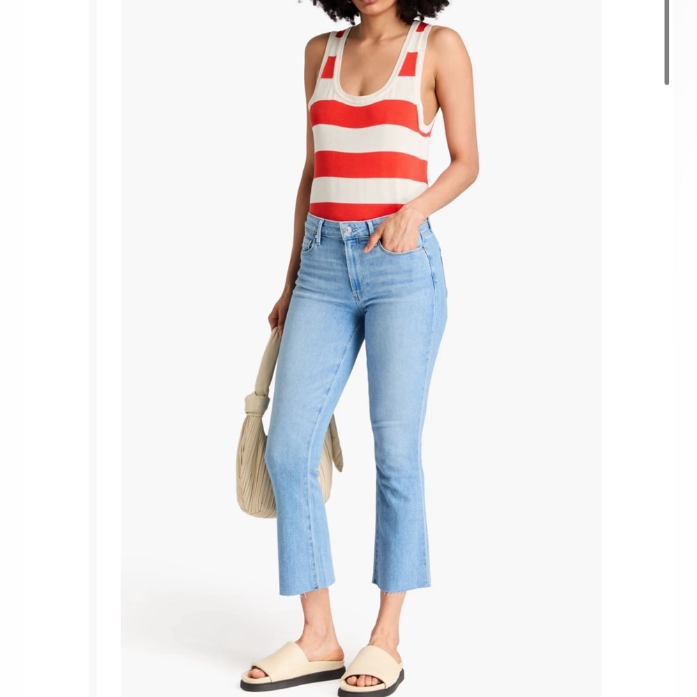 Paige Colette crop flare denim jeans distressed kick flare size 30